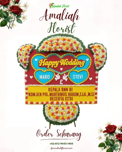 Karangan Papan Bunga Pernikahan di Pangradin